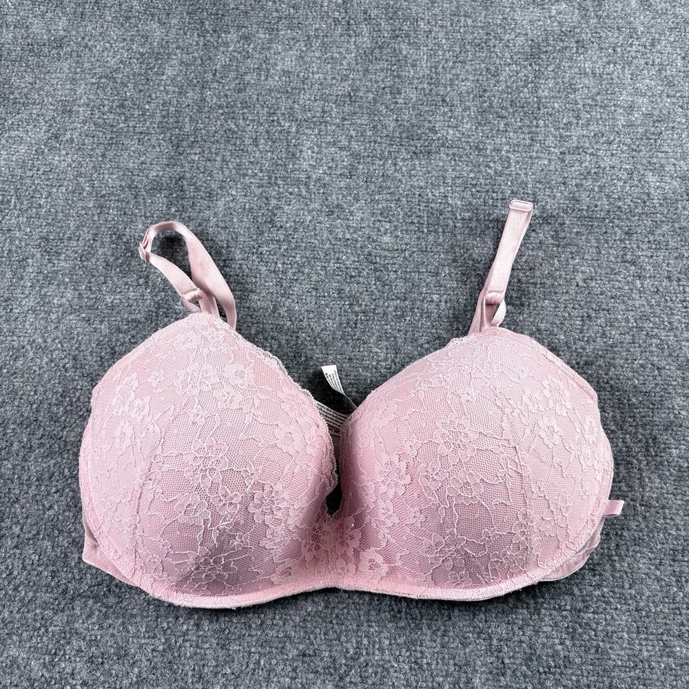 Victoria's Secret Bra Women's 38DD Pink Lace Padded Wireless Comfort Everyday